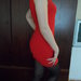 raudona daili suknelė