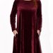 Veliūrinė burgundiško vyno spalvos suknelė