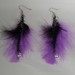 Violetiniai juodi plunksnų auskarai