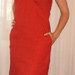 lininė raudona suknelė