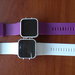 LED baltas ir violetinis laikrodziai