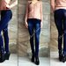 Stilingi džinsai su oda ant kišenių "Colour3"