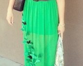 Ilga Žalia suknelė su drugeliais