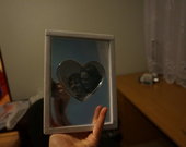 Veidrodinis širdelės formos nuotraukų rėmelis