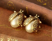 Auskarai boruželes su perlais