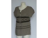 Rudas šiltas raštuotas megztinis-liemenė su vilna