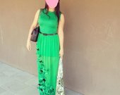 NUOMA ilga žalia suknelė su drugeliais