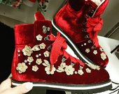 Jimmy Choo veliūriniai raudoni batai