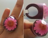 3D žiedas pink spalvos
