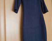 Tamsiai mėlyno veliūro lietuvių suknelė