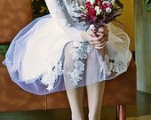 Vienetinė tiulio trumpa vestuvinė suknelė