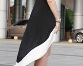 Asimetriska juoda balta suknele