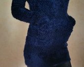 Mėlynos spalvos švelnus megztinis