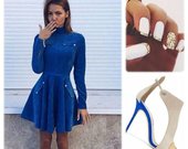 Sodriai mėlyna stilinga suknelė