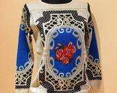 vienetinis isskirtinis kuno spalvos megztinis