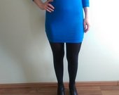 Mėlyna suknelė ilgomis rankovėmis