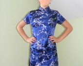 Mėlyna kiniška suknelė, trumpa