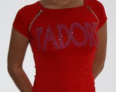 Raudona "J'adore" maikelė - marškinėliai