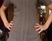 nuostabus ilgas rudas megztinis-suknele