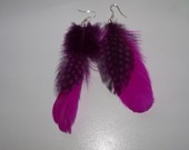 (Atpigo!!!)Plunksnų auskarai ružavai violetiniai