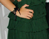 Natūralaus šilko tamsiai žalia puošni Zara suknelė