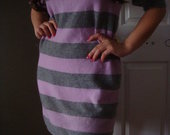 Pilkos/violetines spalvos tunika-suknele