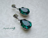 Sidabriniai Swarovski Emerald