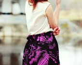 Juodai-rožynis asimetriskas sijonas