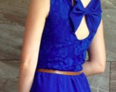 Suknelė gipiūrinė su kaspinu XS-L mėlyna
