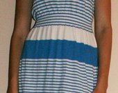 Mėlyna, dryžuota, vasariška suknelė