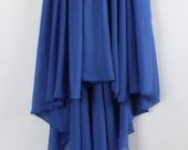 Šifoninis mėlynas ilgėjantis sijonas