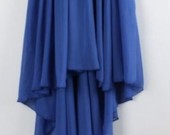 Šifoninis mėlynas ilgėjantis sijonas
