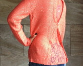 Ilgas nertas megztinis su gipiuru XS-XL coral