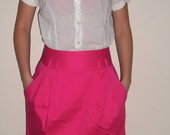 Madingas rožinis sijonas su kišenėmis 