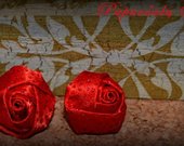 Medžiaginiai auskarai "Raudonos rožytės"