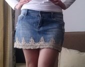 Džinsinis sijonas su nėriniais