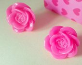 rožinės gėlytės - auskarai