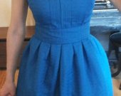 Nereali Miumiu stiliaus mėlyna pūsta suknelė S