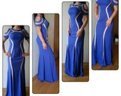 Išskirtinė mėlyna ilga suknelė