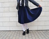 Tamsiai mėlynas aksominis prabangus sijonas 