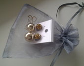 Dior auksiniai su deimantukais perliniai auskarai