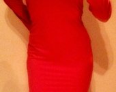 Moteriska raudona tampri midi suknele