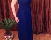 Mėlyna ilga šifoninė suknelė