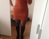 Oranžinė tempta suknelė 