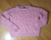 Madingas rožinis pūkuotas megztinis