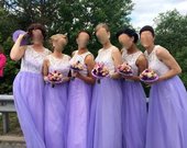 Elegantiskos violetines tiulines pamergiu sukneles