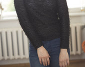  Juodas pūkuotas Taigun megztinis