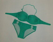 Naujas žalias bikinis maudomas