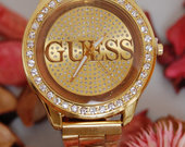 Unisex aukso spalvos prabangus laikrodis