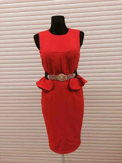 Raudona įspūdinga suknele 